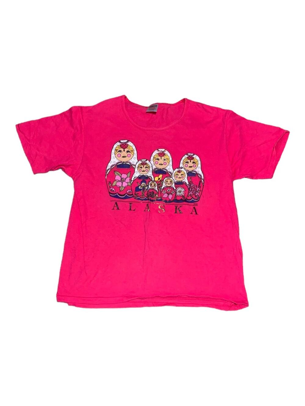 Vintage 90s Alaska stacking Russian dolls short sleeve woman’s size large